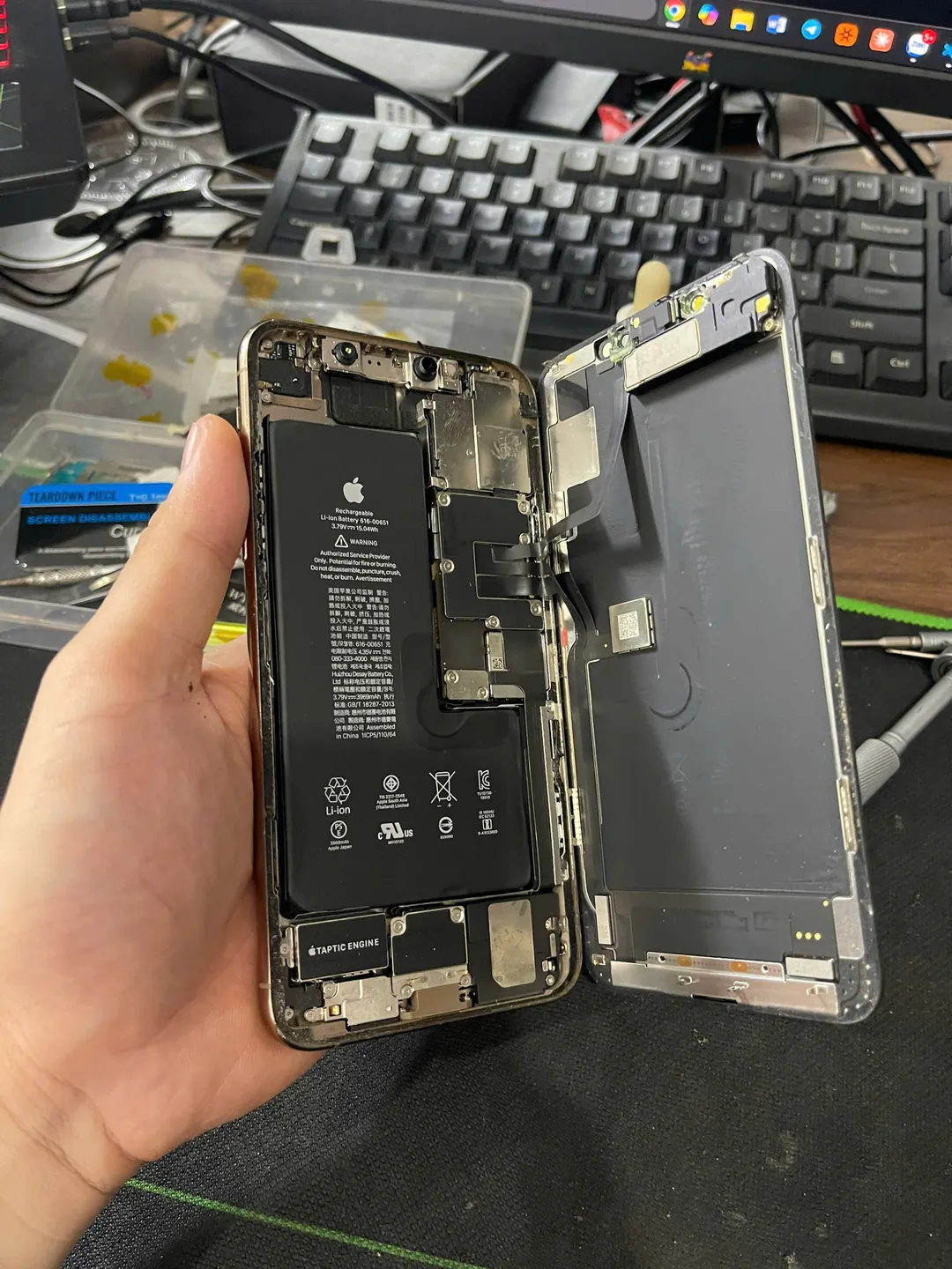 Tháo màn hình iPhone 11 Pro Max, bên trong máy và pin