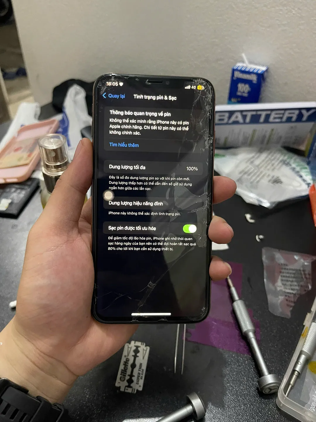 Thông báo Không thể xác minh pin Apple chính hãng trên iPhone XS Max
